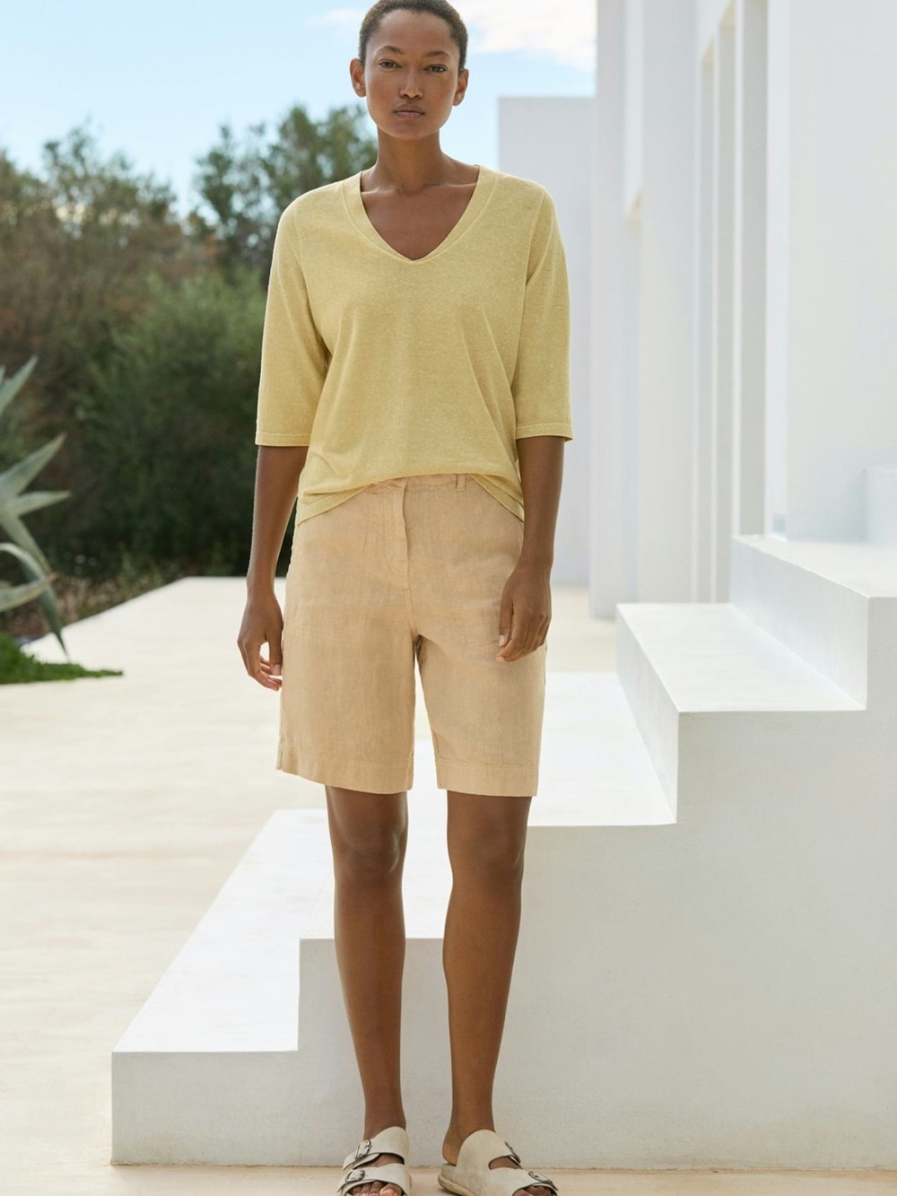 Poetry Lightweight Tan Bermuda Shorts